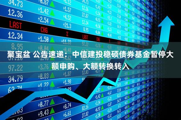 聚宝盆 公告速递：中信建投稳硕债券基金暂停大额申购、大额转换转入