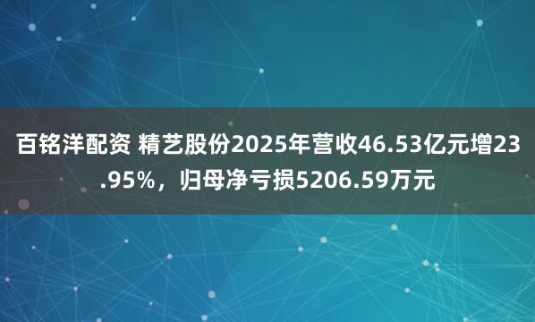 百铭洋配资 精艺股份2025年营收46.53亿元增23.95%，归母净亏损5206.59万元